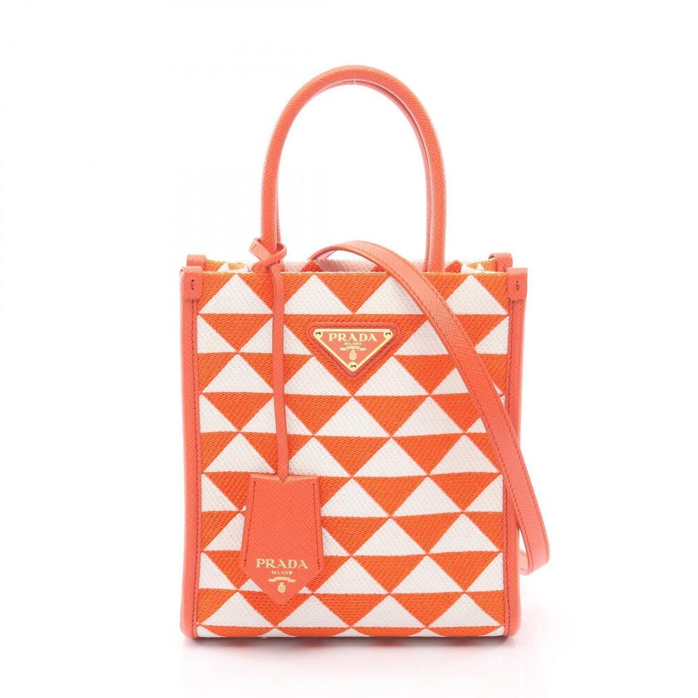 Prada Symbole Jacquard Tote black beige triangle Saffiano leather